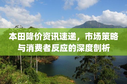 本田降價(jià)資訊速遞，市場(chǎng)策略與消費(fèi)者反應(yīng)的深度剖析