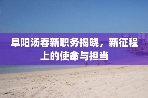 阜陽湯春新職務(wù)揭曉，新征程上的使命與擔(dān)當(dāng)